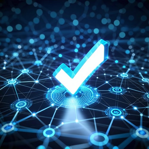 Checkmark on top of network diagram