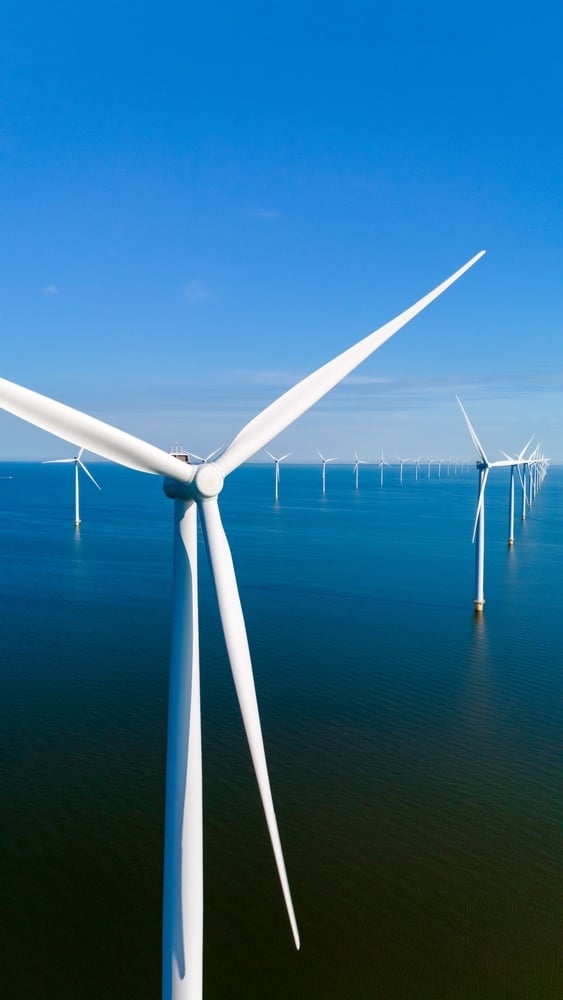 windmills located in ocean producing energy