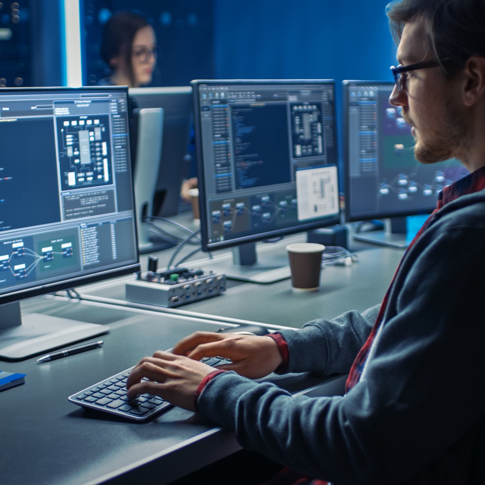 Cybersecurity analyst monitoring alerts