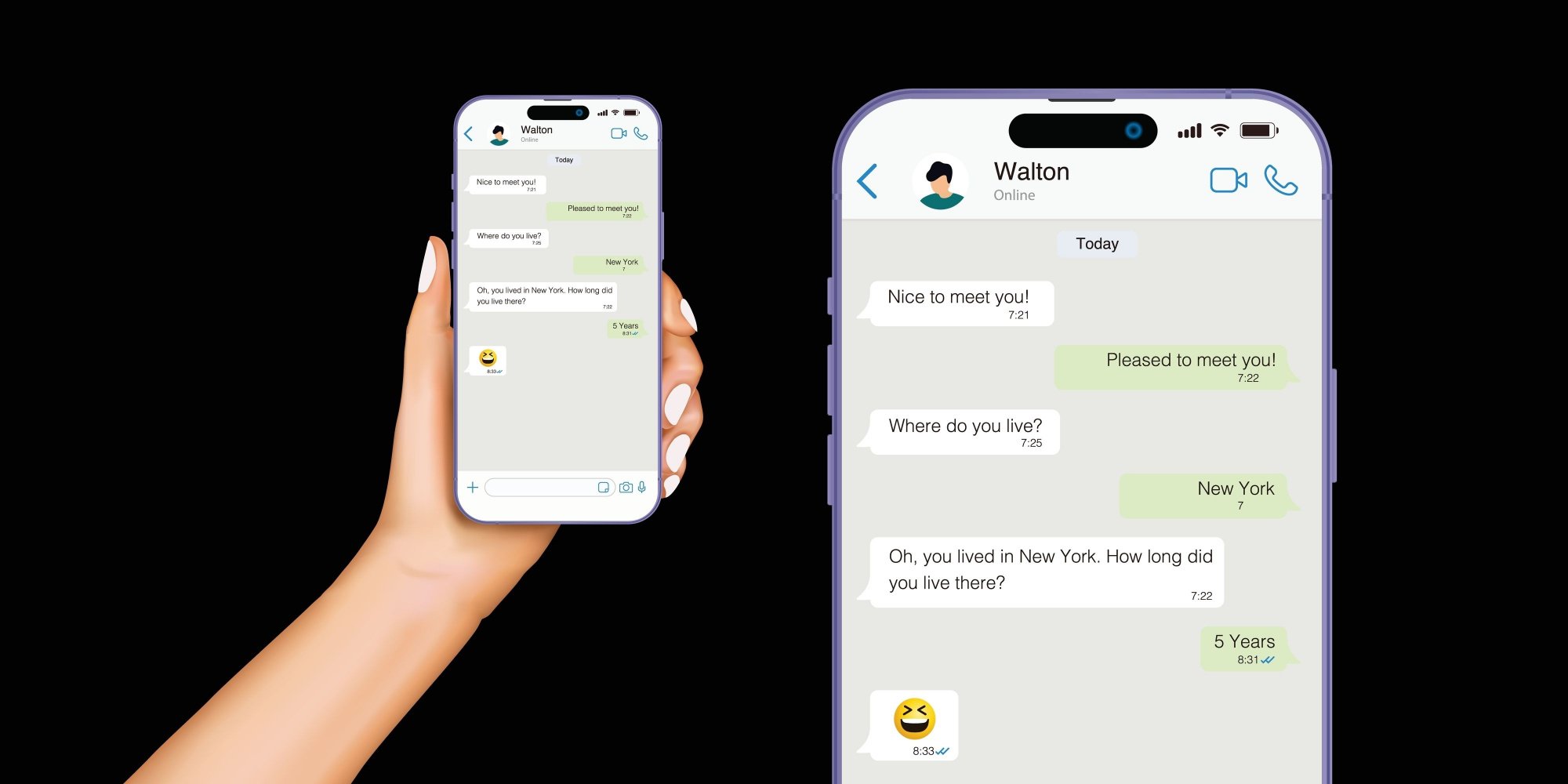 Illustration of Whatsapp text conversation