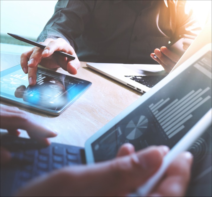 Laptops being used during due diligence of a startup